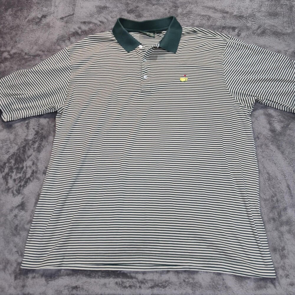 Augusta National Masters Shirt Mens XL Green White Striped Golf Polo Amen Corner